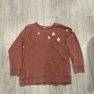 Pink, starred pullover sweatshirt